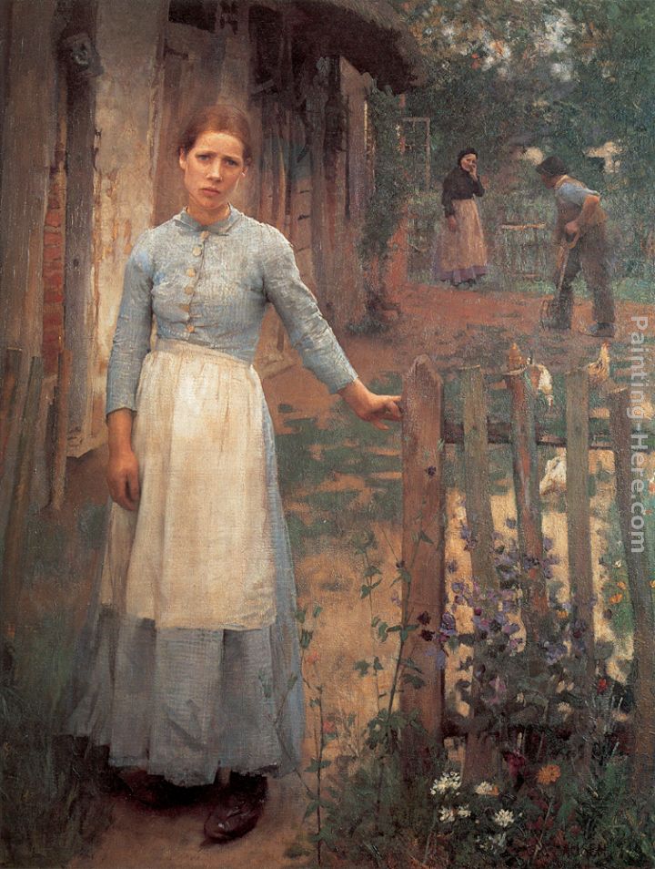 The Girl at the Gate painting - Sir George Clausen The Girl at the Gate art painting